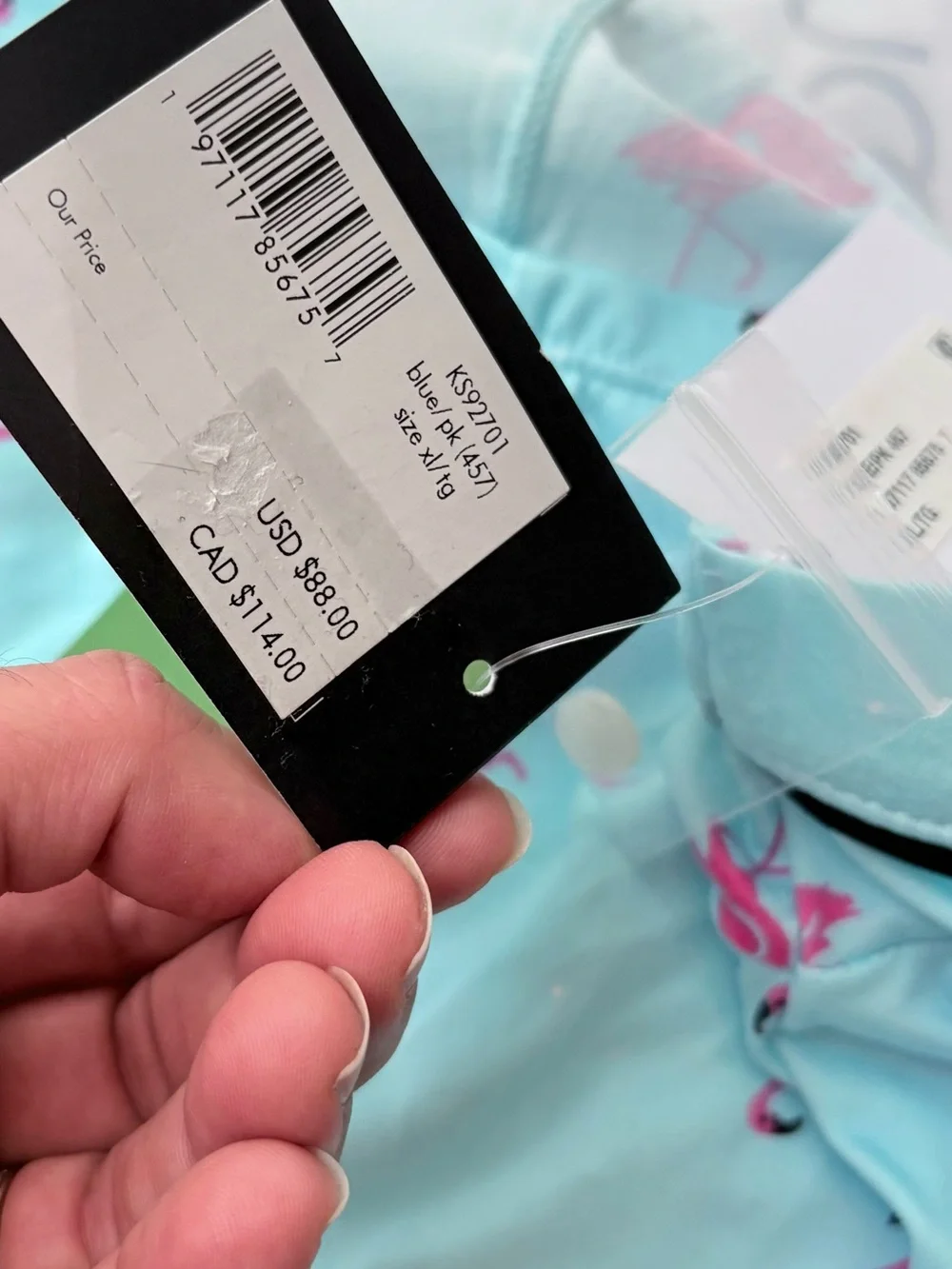 kate spade Light Blue and Pink Flamingo Pajama Set Top XL